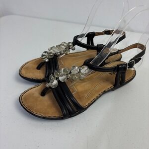 Clarks Sandals Whimsical Bauble Beaded Cottage Leather Comfort Black Women 5.5